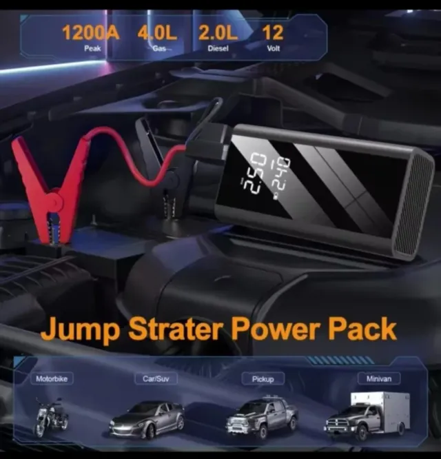 Arrancador Compressor Portátil Multifuncional