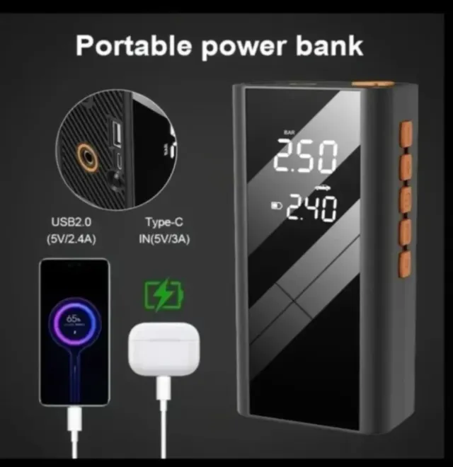 Arrancador Compressor Portátil Multifuncional