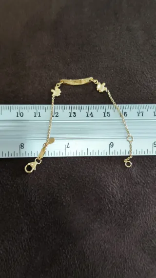 Pulsera bebé oro ley 18 kilates nueva