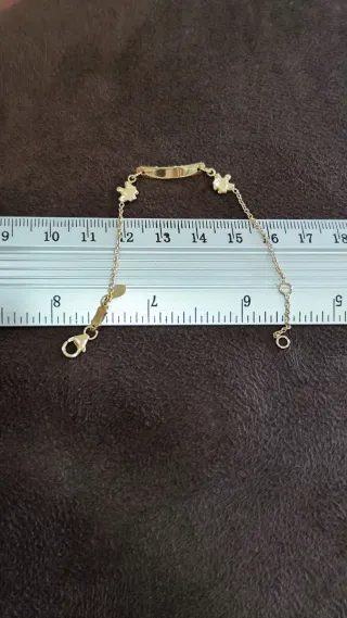 Pulsera bebé oro ley 18 kilates nueva