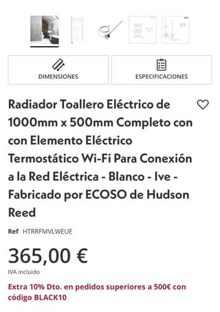 Radiador Toallero eléctrico blanco