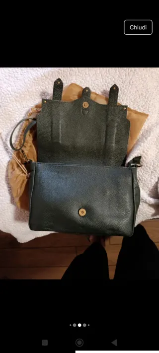 Borsa Le Corone vera pelle verde