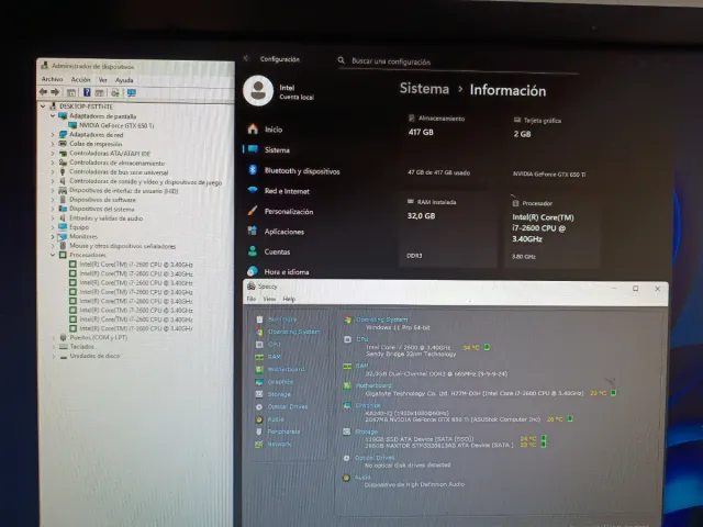Pc Intel I7, 32Gb RAM, Gráfica GTX 650 Ti, SSD