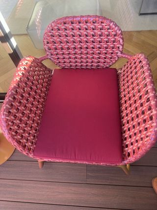 Conjunto de 2 Sillas Ratán y Aluminio y mesa