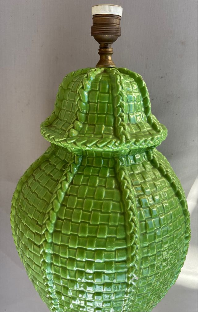 Lampada verde in ceramica stile Kelly green Retro