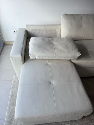 Sofá Cama Chaiselong 3 Plazas Beige/Blanco