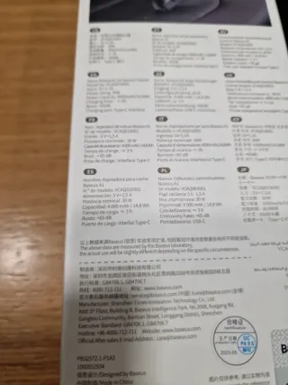 Aspirador Coche Portátil Baseus A1