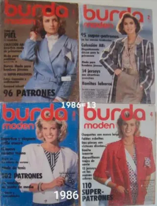 13 revistas burda con patrones año 1986