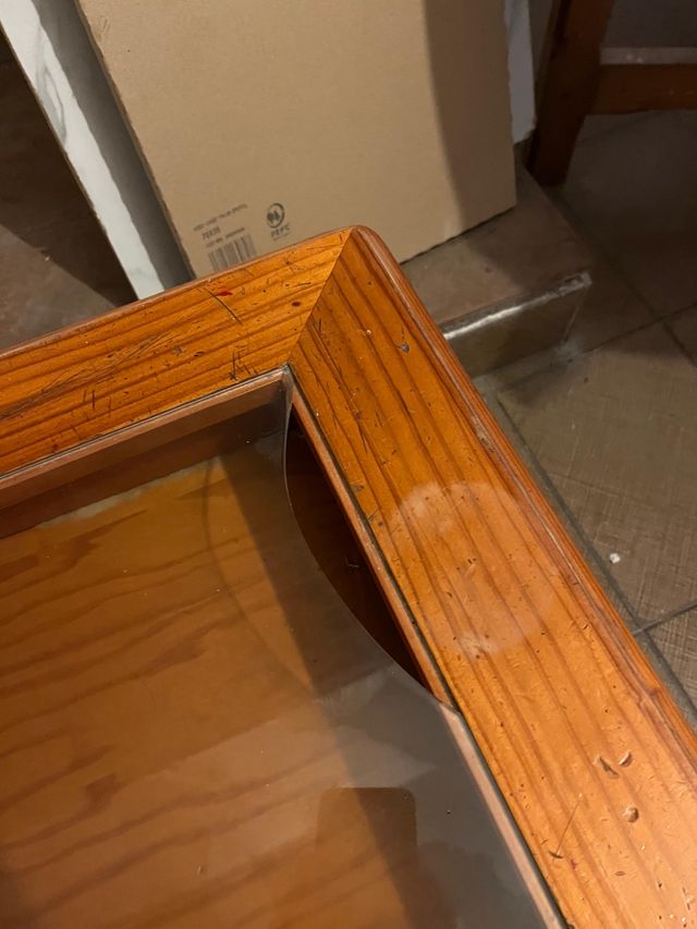 Mesa de centro madera y cristal vintage