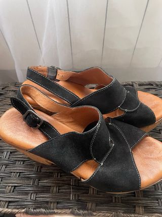Sandalias negras cuña verano talla 39