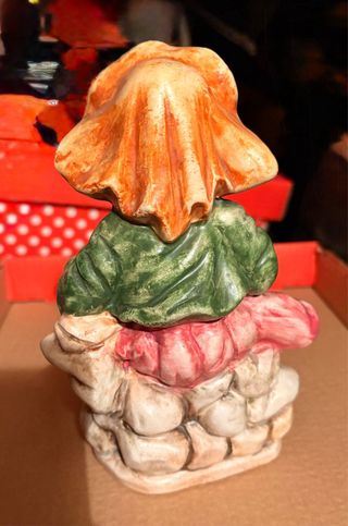 Statuetta bambina con oca vintage ceramica