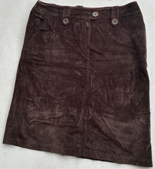 Conjunto Burberry Chaqueta y Falda Pana Marrón