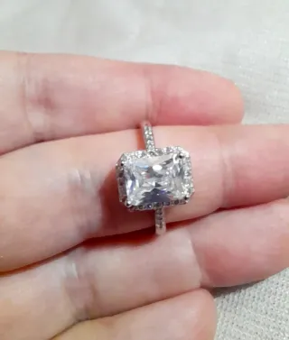 Anillo Chapado Oro Blanco Circonita Talla 19