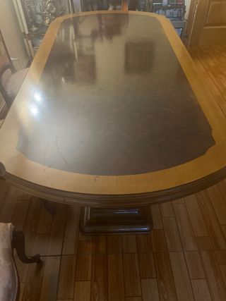 Conjunto 4 Sillas, 2 Sillones y Mesa madera maciza