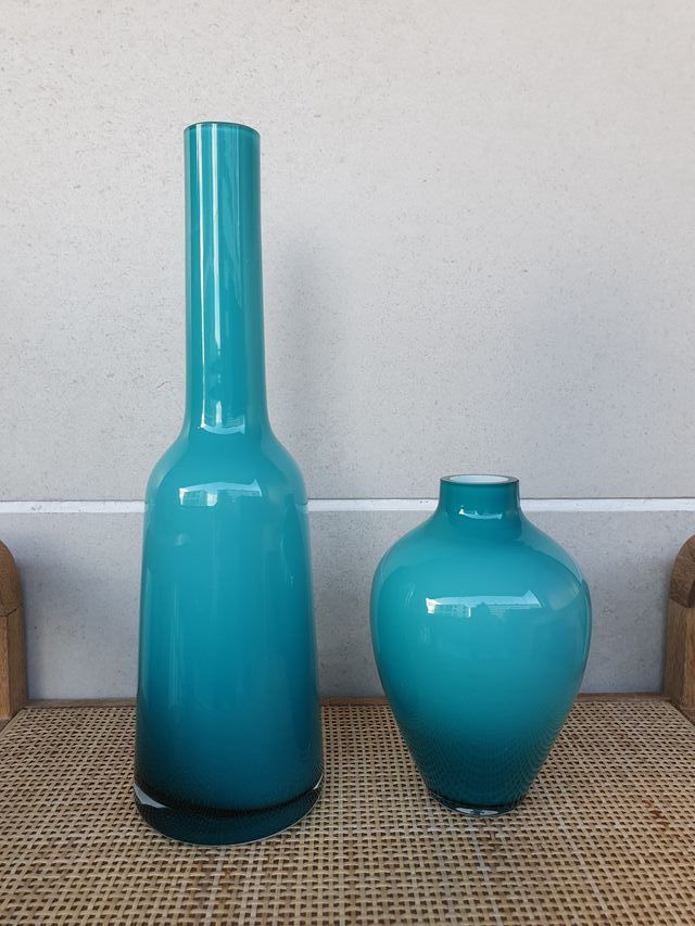 Jarrón cristal Villeroy & Boch azul.