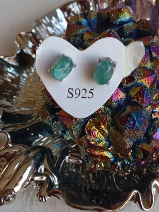 Pendientes Plata 925 Esmeralda Natural