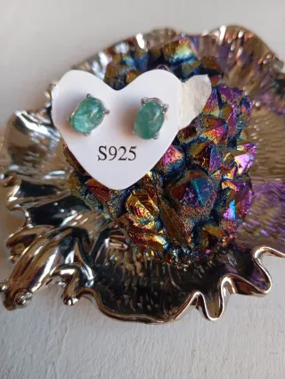 Pendientes Plata 925 Esmeralda Natural