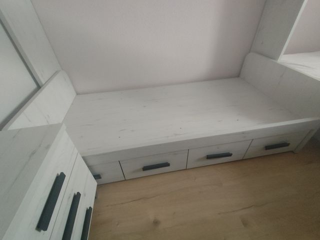 Dormitorio juvenil madera blanca/gris