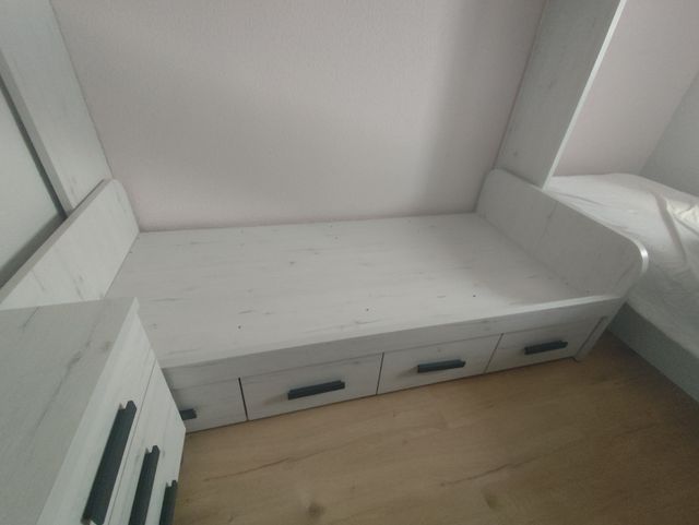 Dormitorio juvenil madera blanca/gris