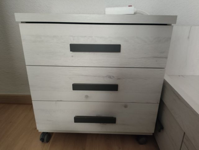 Dormitorio juvenil madera blanca/gris