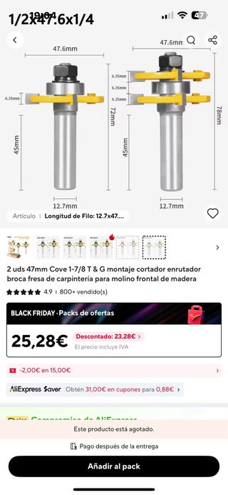 Fresadoras para madera (2 unidades) m son de 12 mm