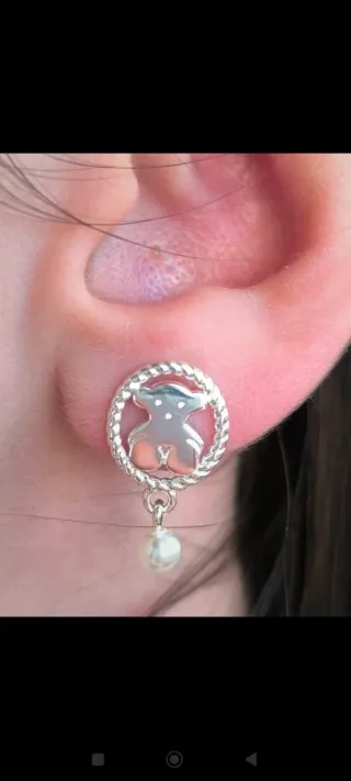 Pendientes Tous Oso Perla Plata