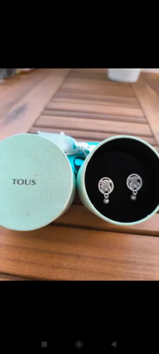 Pendientes Tous Oso Perla Plata