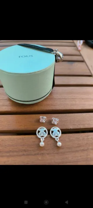 Pendientes Tous Oso Perla Plata