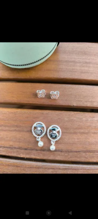 Pendientes Tous Oso Perla Plata
