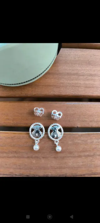 Pendientes Tous Oso Perla Plata