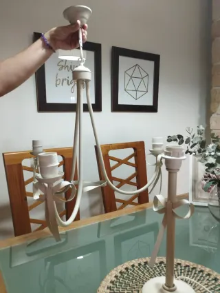 Lámpara de forja blanco roto