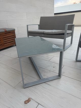 Conjunto Muebles Jardín Ratán Gris