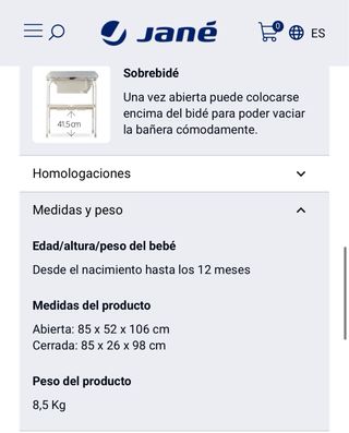 Bañera cambiador Jane Flip