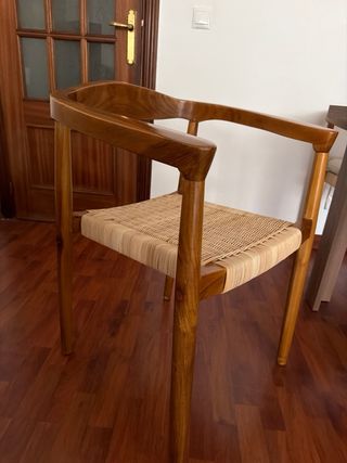 Sillas de comedor de madera y ratán