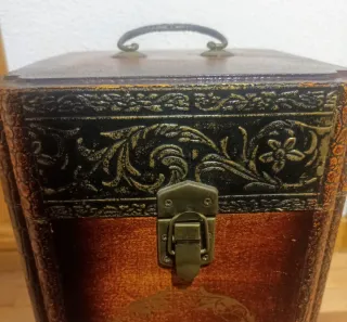 Botellero Madera Artesanal Italiano Marrón Dorado