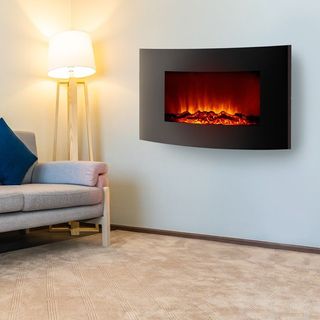 Chimenea Eléctrica 2000 W Kekai Jersey 88x15x56 cm con Simulación de Fuego de Pared Negra