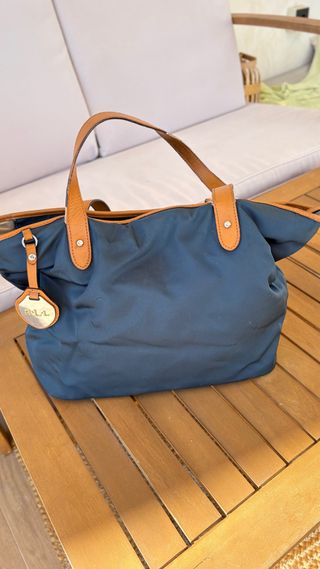 Bolso shopper Ralph Lauren azul y marrón