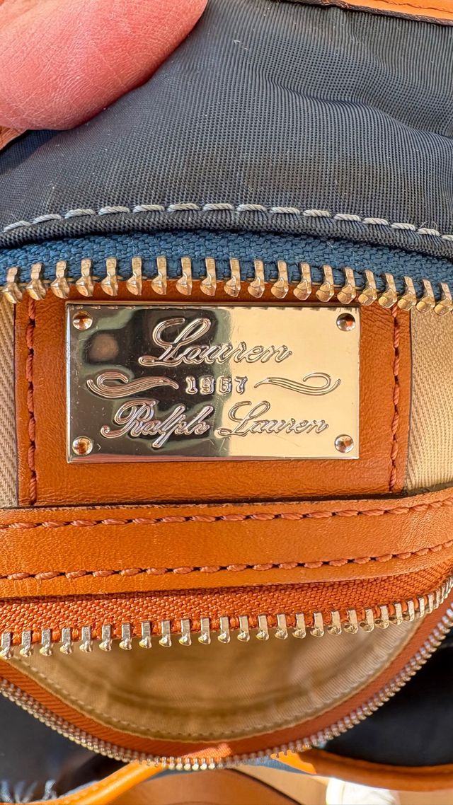 Bolso shopper Ralph Lauren azul y marrón