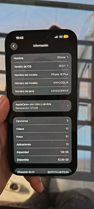 iPhone 16 Plus 128GB Negro/Gris
