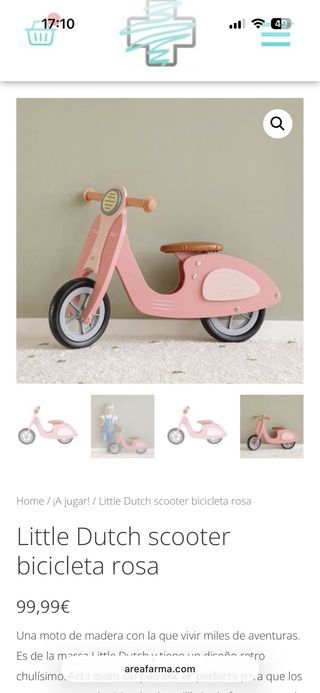 Bicicleta correpasillos rosa Little Dutch