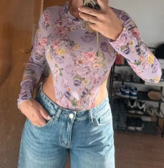 Body floral manga larga