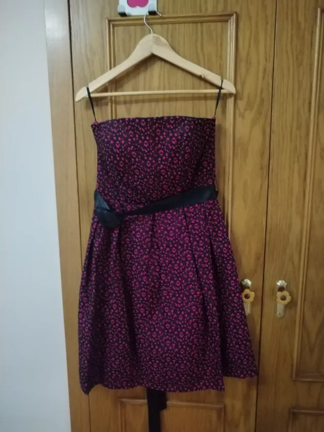 Vestido fiesta talla 40 fucsia y negro