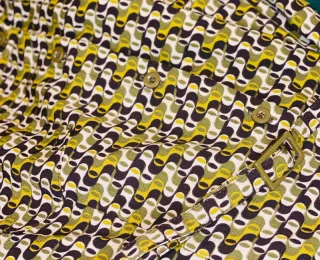 Vestido retro estampado marrón y verde