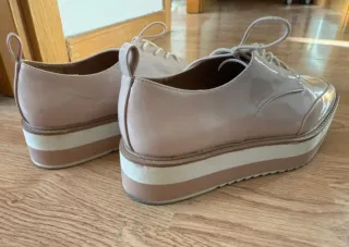 Zapatos Zara Plataforma Barbie Core Beige/Rosa