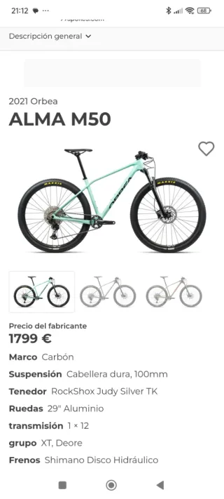 Orbea Alma M50 Carbono 2021 Talla M