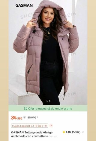 Abrigo acolchado rosa talla XXL