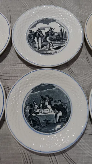 6 Antichi Piatti da Dessert in Porcellana Francese