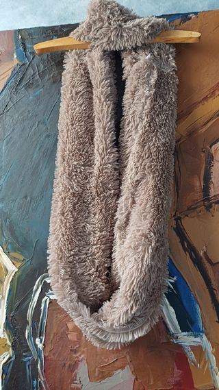 Estola cuello bufanda plush pelo artificial beige