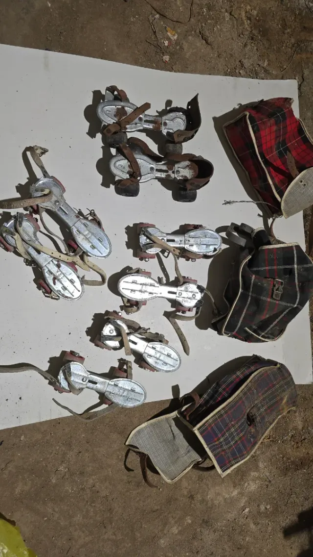 Patins de rodas vintage com bolsas