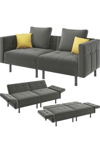 Sofá Cama Gris terciopelo